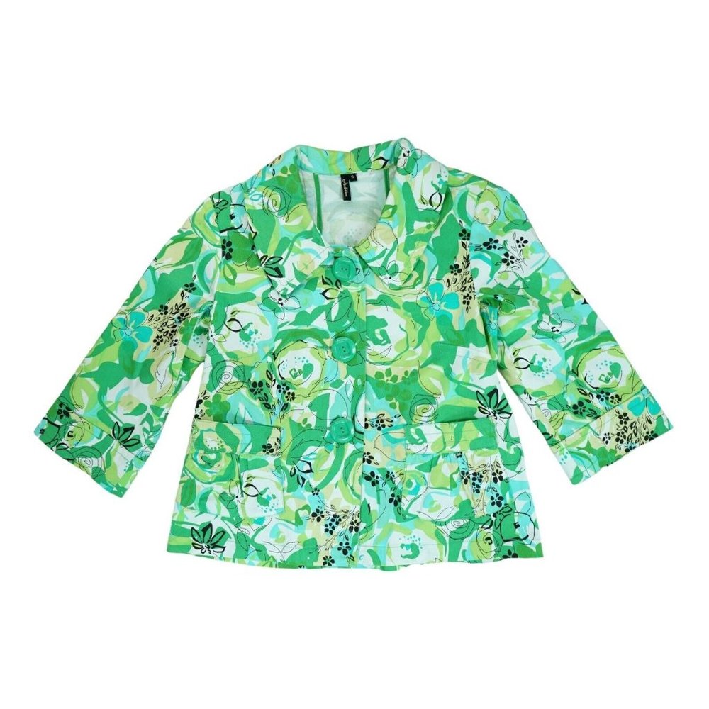 Ambition Women's Floral Print Jacket Size Small Two Pockets Cotton